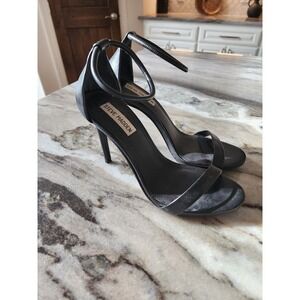 Steve Madden Stecy Black Minimalist Ankle Strap Stiletto Heel Sandals 8.5M